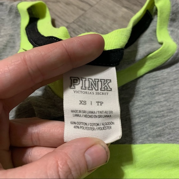 PINK Victoria’s Secret Neon Green 3/4 long sleeve Shirt; XS - Picture 5 of 12